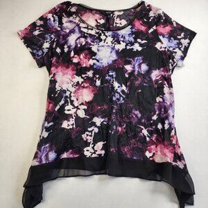 Simply Vera Vera Wang Purple Upscale Top Women Petite Size 1X Flared Blouse